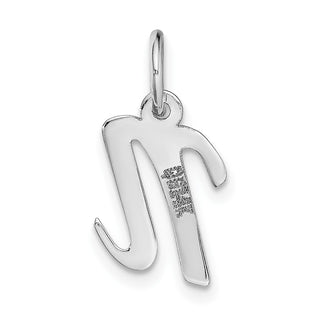 14K White Gold Small Script Initial N Charm