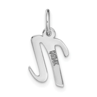 14K White Gold Small Script Initial N Charm