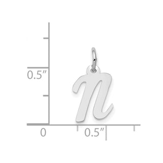 14K White Gold Small Script Initial N Charm