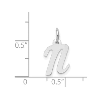 14K White Gold Small Script Initial N Charm