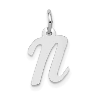 14K White Gold Small Script Initial N Charm