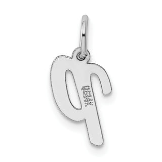 14K White Gold Small Script Initial P Charm