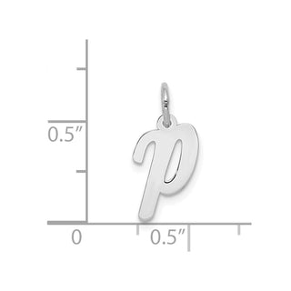 14K White Gold Small Script Initial P Charm