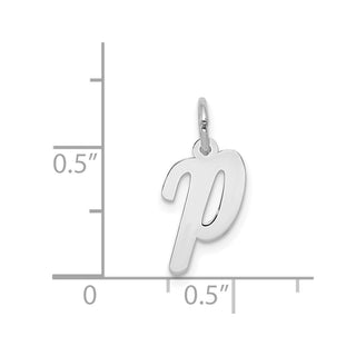 14K White Gold Small Script Initial P Charm