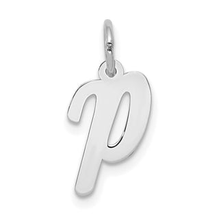 14K White Gold Small Script Initial P Charm