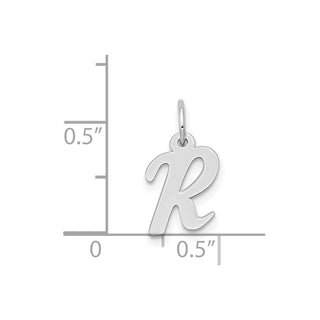 14K White Gold Small Script Initial R Charm