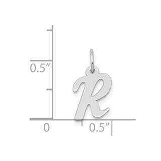 14K White Gold Small Script Initial R Charm