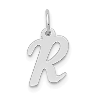 14K White Gold Small Script Initial R Charm