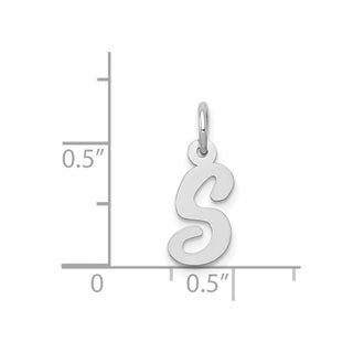 14K White Gold Small Script Initial S Charm