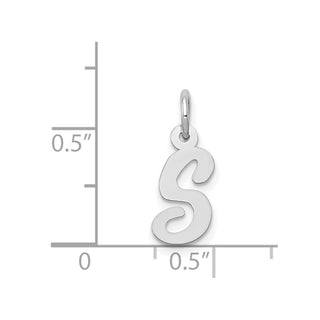 14K White Gold Small Script Initial S Charm