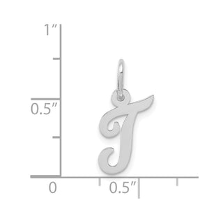 14K White Gold Small Script Initial T Charm
