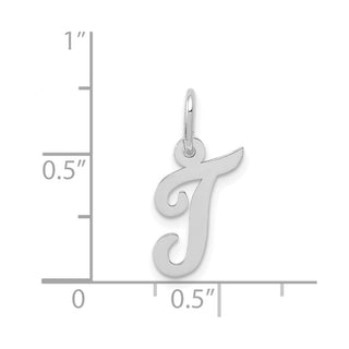 14K White Gold Small Script Initial T Charm