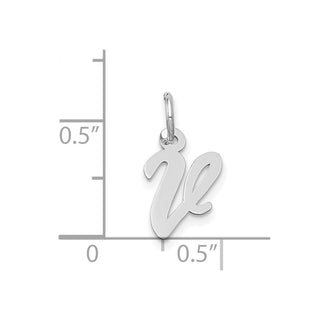 14K White Gold Small Script Initial V Charm
