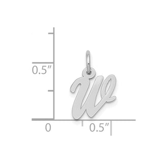 14K White Gold Small Script Initial W Charm