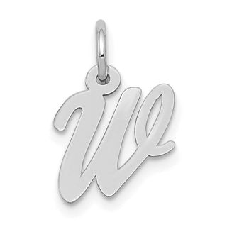14K White Gold Small Script Initial W Charm