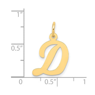 14k Yellow Gold Medium Script Initial D Charm