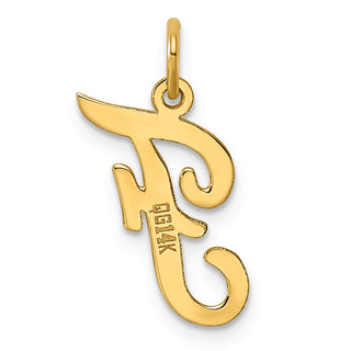 14k Yellow Gold Medium Script Initial F Charm