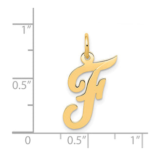 14k Yellow Gold Medium Script Initial F Charm
