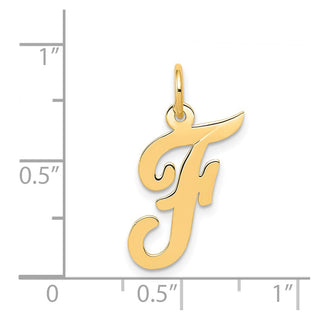 14k Yellow Gold Medium Script Initial F Charm