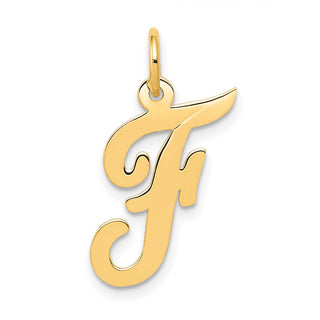 14k Yellow Gold Medium Script Initial F Charm
