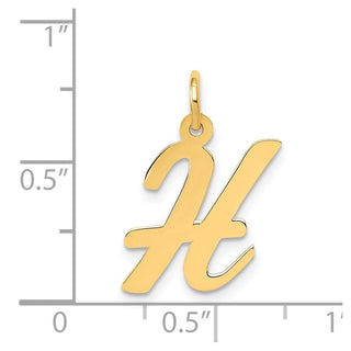 14k Yellow Gold Medium Script Initial H Charm