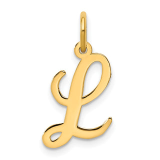 14k Yellow Gold Medium Script Initial L Charm