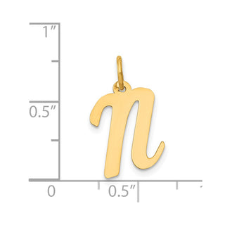 14k Yellow Gold Medium Script Initial N Charm