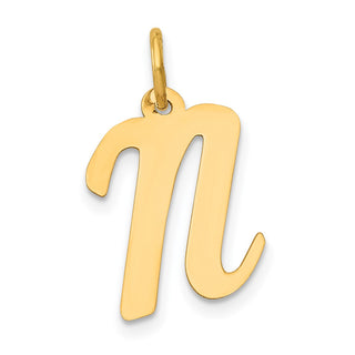 14k Yellow Gold Medium Script Initial N Charm