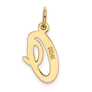 14k Yellow Gold Medium Script Initial O Charm