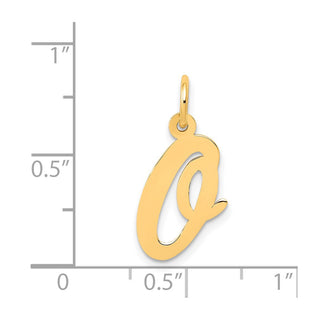 14k Yellow Gold Medium Script Initial O Charm