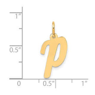 14k Yellow Gold Medium Script Initial P Charm