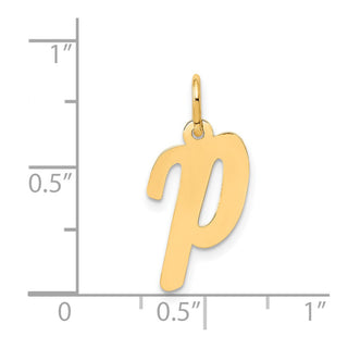 14k Yellow Gold Medium Script Initial P Charm
