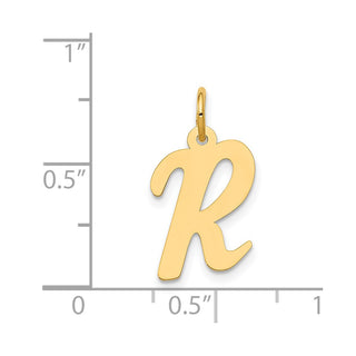 14k Yellow Gold Medium Script Initial R Charm