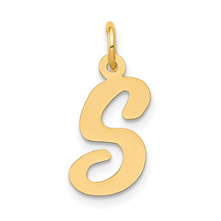 14k Yellow Gold Medium Script Initial S Charm