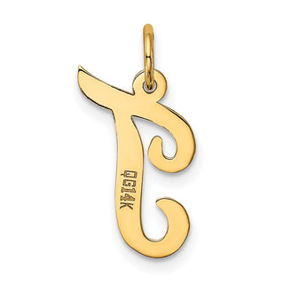 14k Yellow Gold Medium Script Initial T Charm
