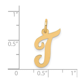 14k Yellow Gold Medium Script Initial T Charm
