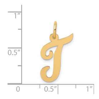 14k Yellow Gold Medium Script Initial T Charm