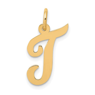 14k Yellow Gold Medium Script Initial T Charm