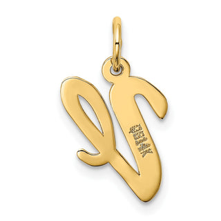 14k Yellow Gold Medium Script Initial V Charm