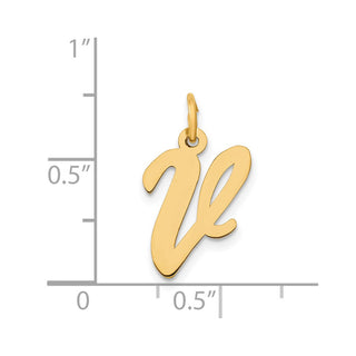 14k Yellow Gold Medium Script Initial V Charm