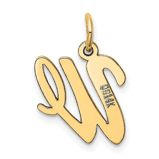14k Yellow Gold Medium Script Initial W Charm