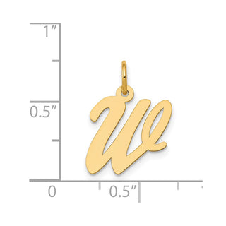 14k Yellow Gold Medium Script Initial W Charm
