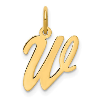 14k Yellow Gold Medium Script Initial W Charm