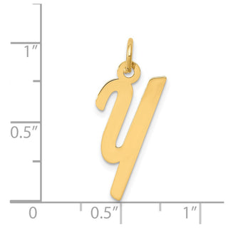 14k Yellow Gold Medium Script Initial Y Charm