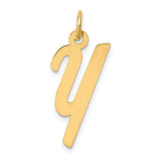 14k Yellow Gold Medium Script Initial Y Charm