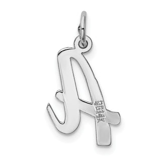 14K White Gold Medium Script Initial A Charm