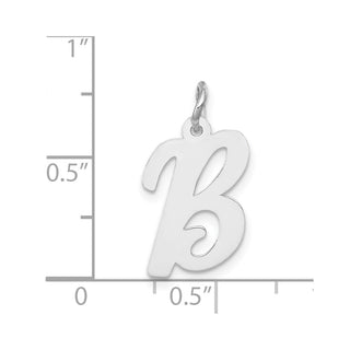14K White Gold Medium Script Initial B Charm