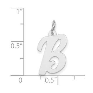 14K White Gold Medium Script Initial B Charm