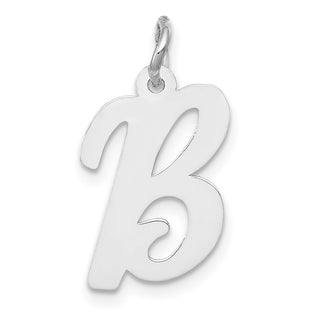 14K White Gold Medium Script Initial B Charm