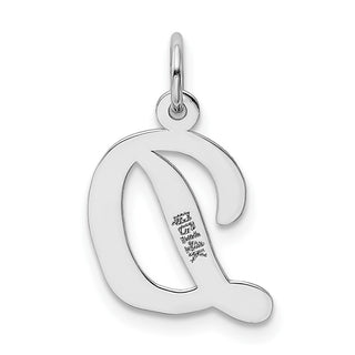 14K White Gold Medium Script Initial D Charm